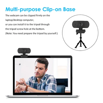 USB-Webbkamera hd 1080P Web Kamera Inbyggd Mikrofon med Clip-on-Bas-USB-webbkamera för Bärbar Dator Anslut och Spela