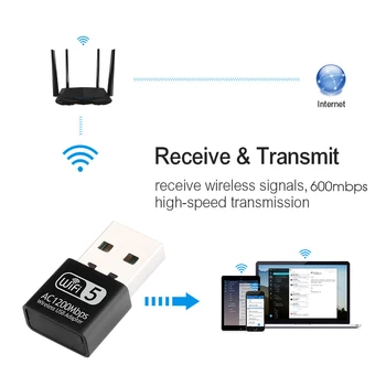 USB Wifi-Adapter 600Mbps 1200Mbps Wi-fi-Adapter 5 ghz Antenn USB-Ethernet-PC Wi-Fi-Adapter Lan Wifi-Dongel AC Wi-fi-Mottagare