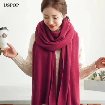 USPOP Vinter halsduk kvinnor långa halsdukar ren färg mjuk, varm halsduk pashmina sjal