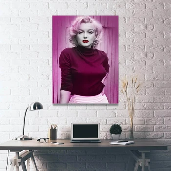 Utskrifter Måla Rosa Marilyn Monroe Modulära Bilder Duk Lady Vackra Väggdekorationer Heminredning Moderna Säng Bakgrund Affisch