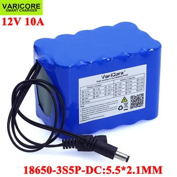 VariCore 12V 10Ah 18650 li-lon batteri pack 12,6 V 10000mAh med BMS Circuit Protection Board DC 5.5*2,1 mm för reservkraft