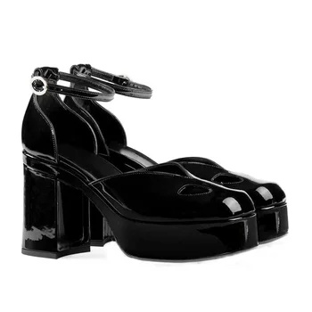 Varumärke designer pumpar super höga klackar spänne plattform kvinnors pumpar cosplay gothic punk lolita skor svart vit sommar sandaler
