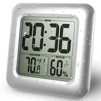 Vattentät Digital Badrum Dusch Barometer Termometer Luftfuktighet Visning Av Tid