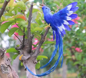 Verkliga livet leksak fågel blå fjädrar fågel om 28x20cm sprida vingarna levande fågel modell hantverk trädgård Dekoration rekvisita h0978