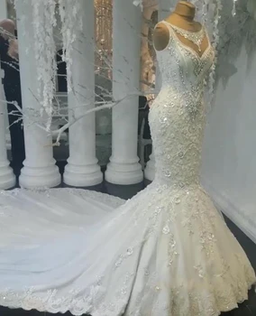 Vestido de noiva Vintage Fantastisk Klänning Crystal brudklänning 2019 Mermaid brudklänningar På Försäljning