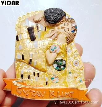 VIDAR Europeiska Souvenirer, Österrikiska Wien Konstnären Gustav Klimt Fungerar Puss Kylskåp Magnet