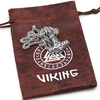 Viking 316L Rostfritt stål Thor Hammare Mjölner Amulett Skandinaviska hänge halsband