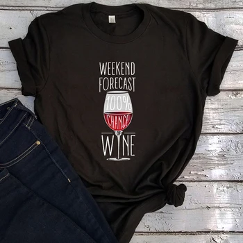 Vin Älskare Tshirt Dricka Outfit Vin Skjorta Roliga Tee för Henne till Chans Vin Ladies T-shirtar Eller för Kvinnor