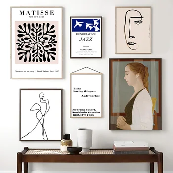 Vintage Abstrakt Picasso, Matisse Blad Vägg Konst Duk Målning Nordiska Affischer Och Utskrifter Vägg Bilder För Vardagsrum Inredning
