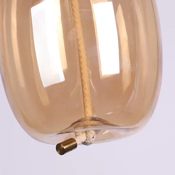 Vintage Led taklampa rep lampan Gult glas Lampor industriell taklampa för kök matsal klart glas fjädring lampa