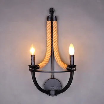 Vintage Retro Hampa Rep Vägglampa Industriell Loft Amerikansk Stil Hem Korridoren Aisel Deco Vägg Skans Belysning Armatur Armatur
