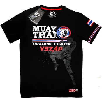 VSZAP Muay Thai Kort ärm kampen T-shirt bekämpa sanda fitness halv ärm utbildning passar Jiu-jitsu, MMA-sporten kör man