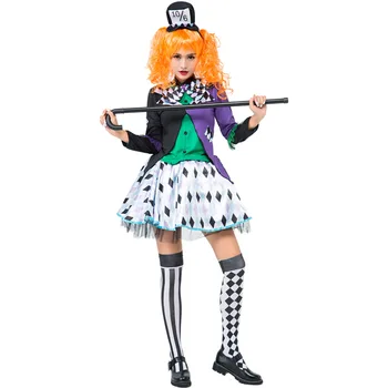 Vuxna Damer Galna Halloween Kostym Möhippa Alice Hatter Fantasia Fancy Dress