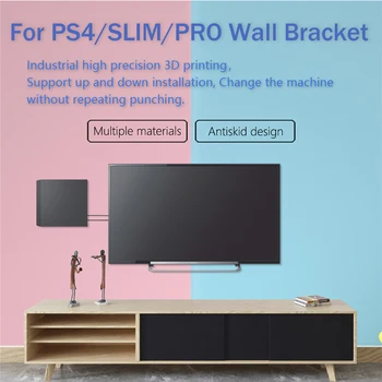 Väggfäste Hållare för PlayStation 4 PS4 Pro Slim spelkonsol Skyddande väggfäste Stå förvaringsfack