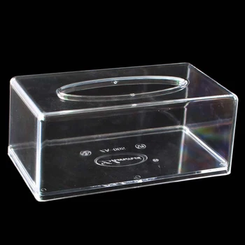 Vävnad Rutan Transparent Rektangulär Akryl Mode Papper förvaringsbox Vävnad Fall Vävnad Hållare för Restauranger och Hotell Hem
