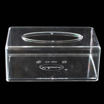 Vävnad Rutan Transparent Rektangulär Akryl Mode Papper förvaringsbox Vävnad Fall Vävnad Hållare för Restauranger och Hotell Hem