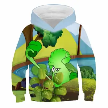 Växter Vs Zombies Pojkar Hoodies Mönster Höst Vinter Outwear Barnen Sweatshirts för Barn Kläder Pojke Bomull Pullovrar 4-14 Y