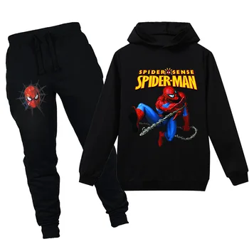 Vår Sommar Disney Barnkläder Sätter Spiderman Tecknat Tröja+Byxor 2 St Kläder Pojkar Och Sportkläder Kläder Som Passar