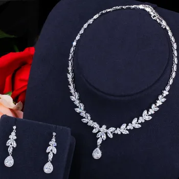 Wah Mei Guld Färg 2st Brud Zirconia Smycken Uppsättningar För Kvinnor Party Lyxiga Dubai-Nigeria CZ Kristaller Bröllop Smycken Set