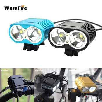 WasaFire 2* XM-L2 Cykel Ljus 5000LM Cykel Främre Ljus MTB-strålkastare Utomhus Cykling Pannlampa + 8800mAh 18650 Batteri Pack