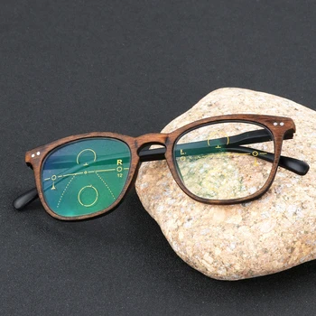 WEARKAPER Varumärke Vintage Multi-focal Progressiva läsglasögon Män Kvinnor Presbyopic Trä Glasögon För Män Kvinnor Glasögon
