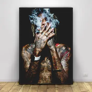 Wiz Khalifa Rap Hip-Hop Art Tyg Affisch Vägg Bilder För vardagsrum Inredning duk målning affischer och utskrifter