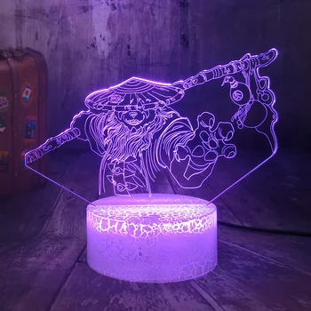 World of Warcraft-Mists of Pandaria 3D-Illusion LED-nattlampa Crackle Vit Bas skrivbordslampa Sovrum Inredning Jul lampa Hjältar