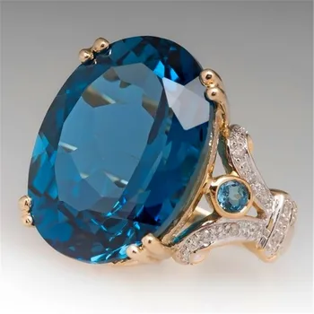 WUKALO Fashion Lyx Färgglada Cubic Zirconia Ring Oval Sten Finger Ring För Kvinnor Vintage Smycken förlovningsfest Tillbehör