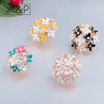 X&P Mode Lyx Korea Stil Crystal Guld Örhängen för Kvinnor Girl Party Bröllop Blomma Klöver Runda Örhängen Smycken