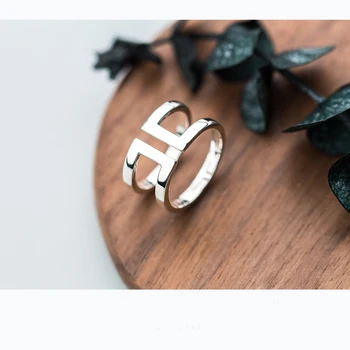 XIHA-925 Sterling Silver Ringar till Kvinnor Enkel Dubbel-Lager Midi-Finger förlovningsring Justerbar lyx märke smycken kvinnor