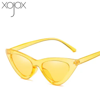 XojoX Sexiga Cat Eye Solglasögon Kvinnor Mode Liten Trekantig Transparent solglasögon Dam Vintage Black Leopard Glasögon UV400