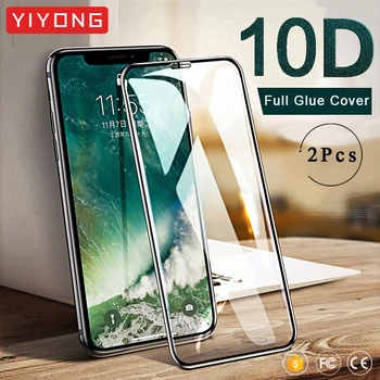 YIYONG 10D Fullständig täckning Härdat Glas Till iPhone 11 Pro Max Glas För iPhone X XR XS skärmskydd Till iPhone 12 Mini Pro Max