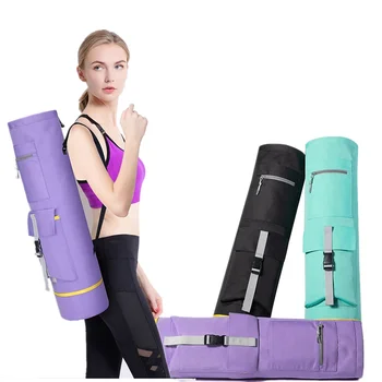 Yoga Mat Väska Stora Dragsnodd Nylon Motion Multifunktionella Och Funktionell Förvaring Fickor Med Justerbar Axelrem