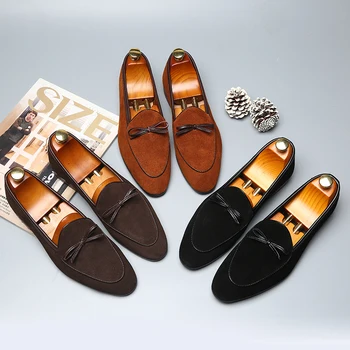 Yomior Äkta Läder Män Formella Spetsig Tå Loafers Vintage Vardagligt Arbete På Kontor Skor Italienska Bröllop Klänning Oxford Chaussure Homme