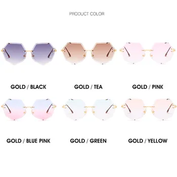 YOOSKE Rimless Sunglasses Women Luxury Gradient Sun Glasses Shades Ladies Brand Designer Round Sunglass UV400