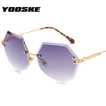 YOOSKE Rimless Sunglasses Women Luxury Gradient Sun Glasses Shades Ladies Brand Designer Round Sunglass UV400