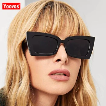 Yoovos 2021 Vintage Plast Solglasögon För Kvinnor Square Varumärke Designer Solglasögon Klassiska Kvinnliga Körning Glasögon Oculos De Sol