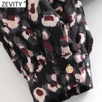 Zevity Kvinnor Elegant Båge Bundna Krage Leopard Print Smock Blouse Office Ladies Lång Ärm Knappar Shirts Chic Blusas Toppar LS7471