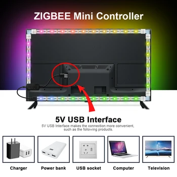ZigBee led rgbcct mini controller smart tv-strip ljus 5V Usb controller Alexa Echo plus röststyrning zigbee hub smartthings