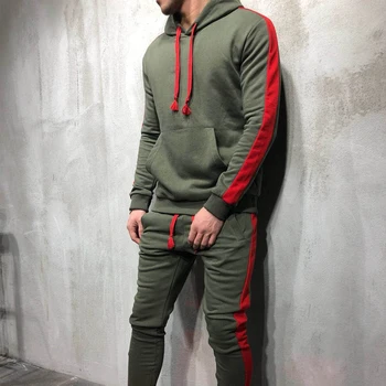 ZOGAA 2019 Het Försäljning Män Casual Hoodies Uppsättningar Mode Färg Block Träningsoverall för Män Sweatsuit Manliga Outfit Sportkläder Joggare som