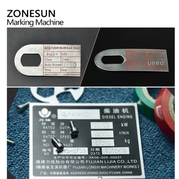 ZONESUN plåt punktskrivare stål präglingsmaskin aluminium legering namn plattan stämpelmaskin etikett gravera verktyg