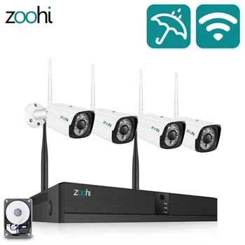 Zoohi CCTV-System Trådlöst System för Övervakning Kit 1080P 2MP Home Security Camera System Utomhus WIFI Kamera Säkerhet IR-System
