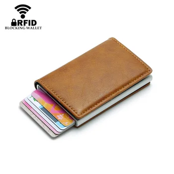 ZOVYZOL Rfid-Plånbok med Kreditkort Hållare Metall Tunna Tunna Plånböcker Män Pass hemligt att dyka upp minimalistisk wallet-svart plånbok
