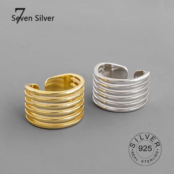 Äkta 925 sterling silver ringar till kvinnor ändlösa knuten Trendiga 4 rader lager Stor Justerbar Antika Ringar Anillos