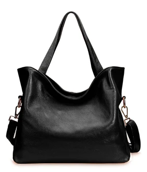 Äkta Läder CrossBody Väskor för kvinnor 2020 Mode Nya svart Kohud kvinnor väska läder handväska Kvinnliga stor axelväskor