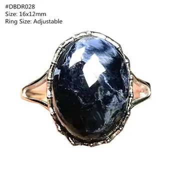 Äkta Naturligt Blå Pietersite Ring Sterling Silver Smycken För en Kvinna Man Ovala Pärlor Namibia Energi Sten Justerbar Ring AAAAA