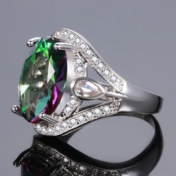 Äkta Rainbow Fire Mystisk Topas Ring I 925 Sterling Silver Ring Med Fina Smycken Eller För Kvinnor Lady Flickor Grossist