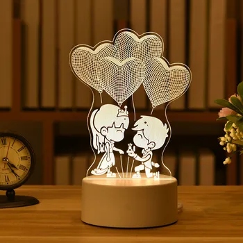 Älskar 3D-Lampa Akryl LED-nattlampa alla Hjärtans Dag Present Bröllop Dekoration Baby Dusch Kids Birthday Party Kanin Påsk Inredning