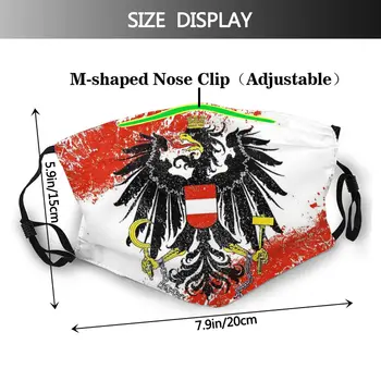 Österrike Eagle Flagga Vintage MSN Tvättbara Mun Face Mask Anti Haze Kallt Bevis med Filter Polyester Skydd Andningsskydd