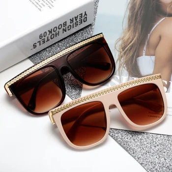 Överdimensionerade Solglasögon Mode Fyrkantig Ram Platt Topp solglasögon för Män Kvinna Stora Nyanser Retro Glasögon Oculos de sol Feminino